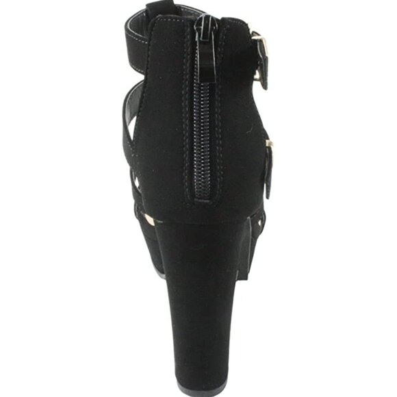 Top Moda Open Toe Faux Suede Platform Chunky High Heel Strappy Dress Sandals - Picture 7 of 7